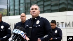 os Angeles Police Capt. Andy Neiman talks during a new conference