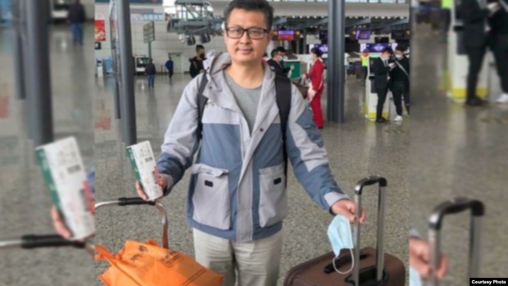 2021年1月28日郭飞雄从广州白云机场启程到上海转机赴美，当天晚上在浦东机场被禁止出境（郭飞雄友人分享图片）(photo:VOA)