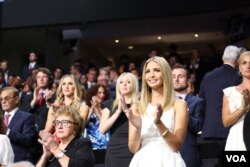 FILE - Donald Trump's daughter Ivanka, applauds after hearing her brother Eric speak at the Republican National Convention in Cleveland, Ohio, July 20, 2016. (A. Shaker / VOA)
