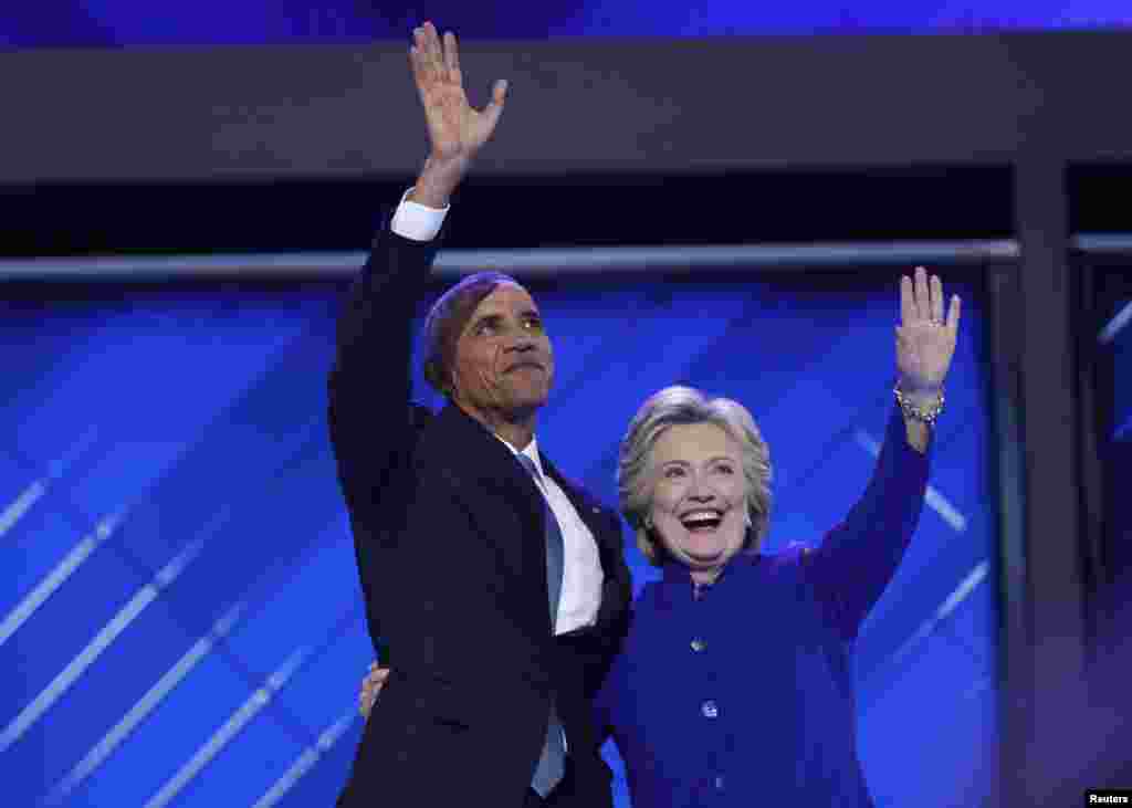 ABŞ prezidenti Barak Obama və Birləşmiş Ştatlar prezidentliyinə ilk qadın namizəd Hillari Klinton