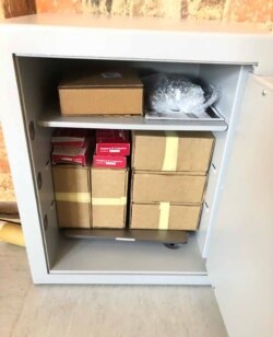 A safe containing just some of the documents that make up the Kocner Library. A select group of journalists are able to access the materials for investigative reporting. (OCCRP)