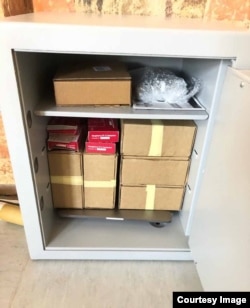 A safe containing just some of the documents that make up the Kocner Library. A select group of journalists are able to access the materials for investigative reporting. (OCCRP)