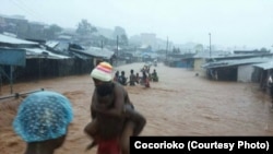 Torrential rains in Sierra Leone have caused heavy flooding and extensive damage to homes and property, Sept. 17, 2015.