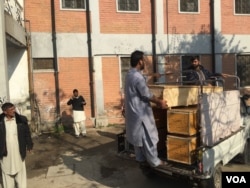 Bodies are removed from scene of militant attack at Bacha Khan University in Charsadda, Pakistan, Jan. 20, 2016. (Photo: N. Takar / VOA Deewa)