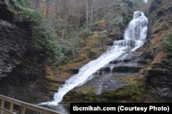 Waterfalls such as the popular Dingmans Falls plunge from the higher elevations, providing cool oases during the summer and spectacular ice walls in the winter at Delaware Water Gap National Recreation Area in Pennsylvania.