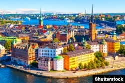 Sweden - Old Town (Gamla Stan) pier architecture in Stockholm, Sweden
