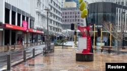 Lambton Quay is devoid of people on the first day of a lockdown to curb the spread of the coronavirus disease (COVID-19) in Wellington, New Zealand, August 18, 2021. REUTERS/Praveen Menon