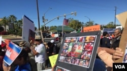 Hundreds of Cambodian-Americans from across the United States rallied at Sunnylands, California, Monday, February 15, 2016. (Sok Khemara/VOA Khmer)