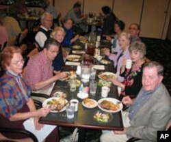 This is a typical group of seasoned travelers, dining in Branson between shows. These folks had come by tour bus from the First Baptist Church in Nashville, Tennessee.