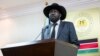 South Sudan's President Salva Kiir, shown here addressing reporters at a news conference in Juba, is not trying to silence critics, his spokesman says.