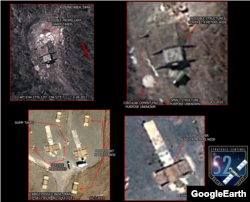 위쪽 2개 사진은 금창리 인근에 만들어진 사일로 추정 시설. 아래는 이란 타브리즈 미사일 기지의 사일로. S2 제공.