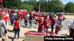 Many people were selling souvenirs of the Stanley Cup win on the day of the parade.