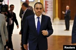 FILE - Jordan's Prince Ali Bin Al Hussein, FIFA presidential candidate, attends the Soccerex Asian Forum on developing the business of football in Asia at the King Hussein Convention Center at the Dead Sea, Jordan, May 4, 2015.