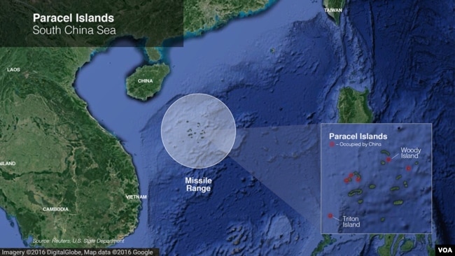 Map of Paracel Islands in South China Sea.