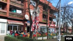 People in Banja Luka sitting in a cafe close to a school "Branko Ćopić", where coronavirus is detected 