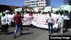 FILE: NRZ workers recently staged peaceful protests in Zimbabwe's second largest city, Bulawayo.