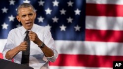 Tổng thống Mỹ Barack Obama nói về nền kinh tế, tại Denver, 9/7/2014.