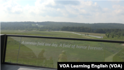 Flight trajectory of Flight 93 looking at the scene of the accident