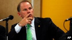 FILE - University of Missouri President Tim Wolfe is seen in a April 11, 2014, photo.