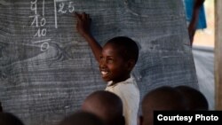 A young boy at the Mugosi Primary School, which mainly serves children from the Kahe refugee camp in the Democratic Republic of the Congo