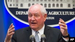 Secretary of Agriculture Sonny Perdue speaks at the Agriculture Department, in Washington, Dec. 13, 2018.