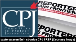Logotipi nevladinih organizacija Komitet za zaštitu novinara (CPJ) i Reportera bez granica (RSF) - (Foto: cpj.og i AFP)