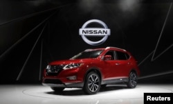 FILE - The 2018 Nissan Rogue is displayed at the 2017 New York International Auto Show in New York City, April 12, 2017.