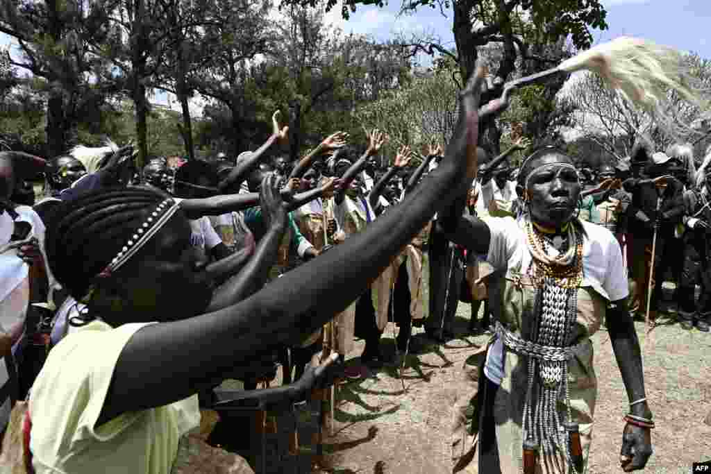 Members of Sengwer community living in Embobut forest, Elgeyo Marakwet, gather to march to the office of the President Uhuru Kenyatta to present a petition seeking to stop eviction from the forest they have called their home for centuries.