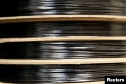 Spools of carbon fiber filaments are seen at Arevo Labs in Santa Clara, California, May 10, 2018.