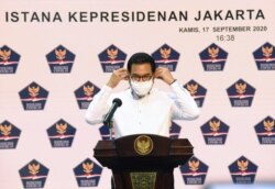 Juru Bicara Satgas COVID-19 dalam telekonferensi pers di Istana Kepresidenan, Jakarta , Kamis (17/9) meminta instansi pemerintah terbuka kepada publik terkait informasi pejabat publik yang terkena corona (Setpres RI)