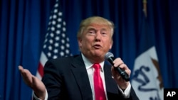 Donald Trump lors d'un meeting, le 31 janvier 2016, à Council Bluffs, Iowa.