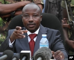 M23 rebel leader Bishop Jean Marie Runiga, addressing press conference, Bunagana, Congo, Jan. 3, 2013.