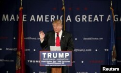 U.S. Republican presidential candidate Donald Trump speaks to supporters at a Pearl Harbor Day rally aboard the USS Yorktown Memorial in Mount Pleasant, S.C., Dec. 7, 2015.