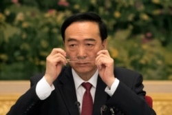 2017年10月19日，在北京举行的中共第十九次党代会期间，时任新疆党委书记的陈全国在新疆代表团会议上。