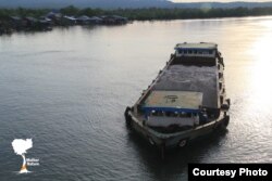 A big ferry carrying tons of sand in Koh Kong province captured by Mother Nature. (Courtesy photo of Mother Nature)