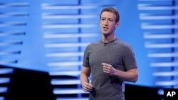 FILE - Facebook CEO Mark Zuckerberg delivers the keynote address at the F8 Facebook Developer Conference in San Francisco, California, April 12, 2016.