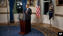 US President Barack Obama makes a statement on the budget agreement, April 8, 2011