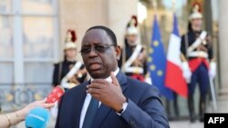 Le président sénégalais Macky Sall à l'Elysée à Paris, France, le 20 avril 2018. 