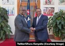 Rais Félix Tshisekedi wa DRC akiwa na Rais Uhuru Kenyatta wa Kenya, mjini Nairobi, Februari 6, 2019. (Twitter/Uhuru Kenyatta)