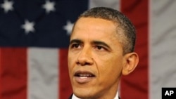 President Barack Obama delivers his State of the Union address on Capitol Hill in Washington, January 24, 2012.