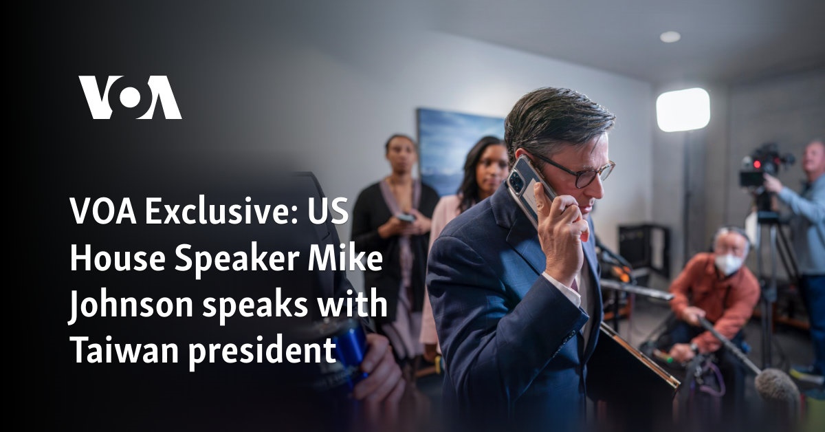 US House Speaker Mike Johnson speaks with Taiwan president