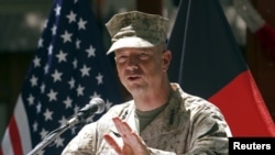 U.S. General John Allen, commander of the North Atlantic Treaty Organization (NATO) forces in Afghanistan, speaks in Kabul, July 4, 2012. 