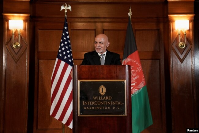 صدر غنی وائٹ ہارس میں پریس کانفرنس سے خطاب کر رہے ہیں۔25 جون 2021