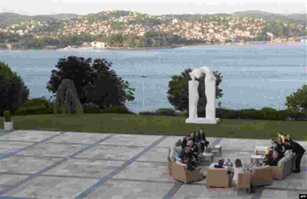 Turkish President Abdullah Gul hold a meeting with US Secretary of State Hillary Clinton in front of the Bosphorus in Istanbul, Friday, July 15, 2011. Around 15 top diplomats including US Secretary of State Hillary Rodham Clinton are to meet in Istanbul 