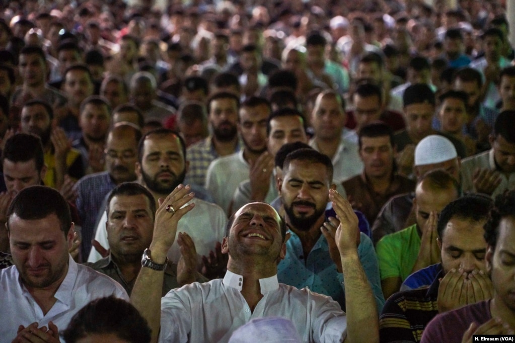 Muslims gathered in mosques across Egypt, especially in the first mosque built in Egypt and Africa, Amr Ibn al-As mosque, in old Cairo district, May 31, 2019. On Ramadan’s 27th night, Muslims pray in groups on what is believed to be the night of destiny. 