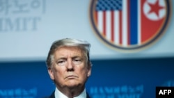 U.S. President Donald Trump attends a press conference following the second U.S.-North Korea summit in Hanoi, Feb. 28, 2019.