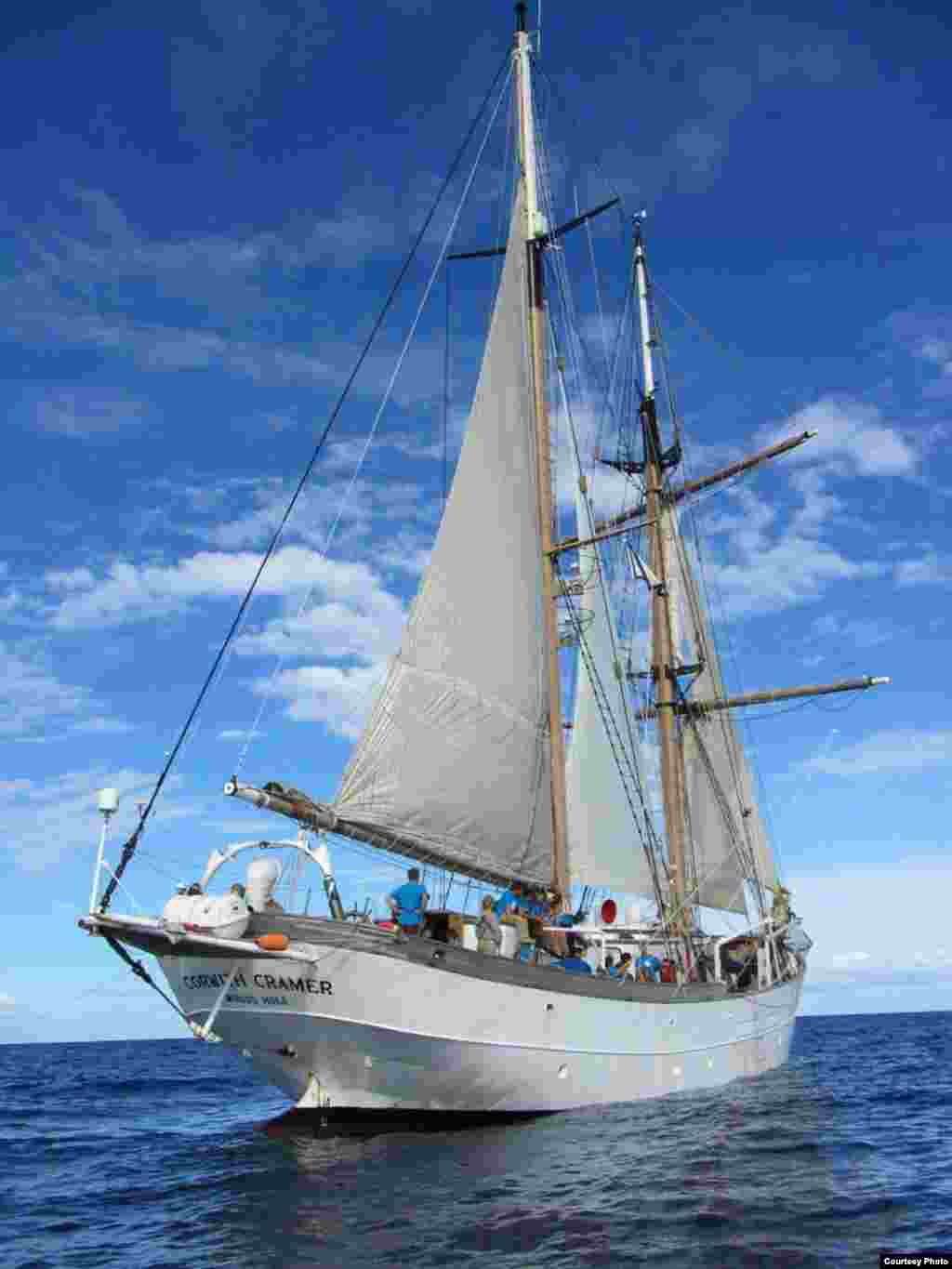 Sea Education Association (SEA) sailing research ship Corwith Cramer under sail. (Credit: E. Zettler, SEA Education Association)