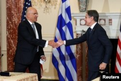 ABD Dışişleri Bakanı Antony Blinken ve Yunanistan Dışişleri Bakanı Nikos Dendias