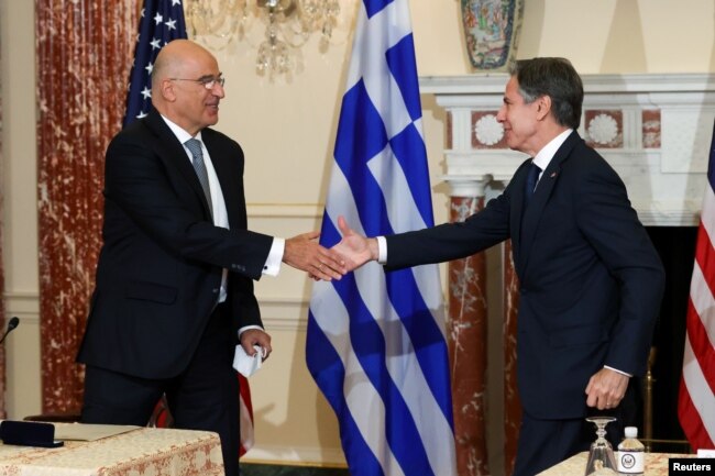 ABD Dışişleri Bakanı Antony Blinken ve Yunanistan Dışişleri Bakanı Nikos Dendias
