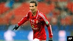 Mohamed Aboutrika vient de marquer un but lors d'une compétition à Toyota, au Japon, le 9 décembre 2012.